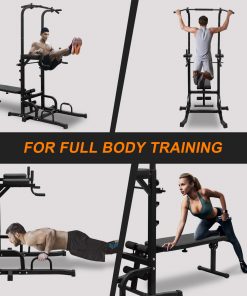 Power Tower Dip Station with Bench