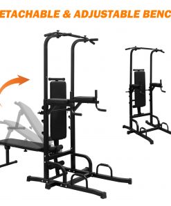 Power Tower Dip Station with Bench