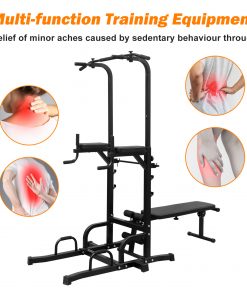 Power Tower Dip Station with Bench