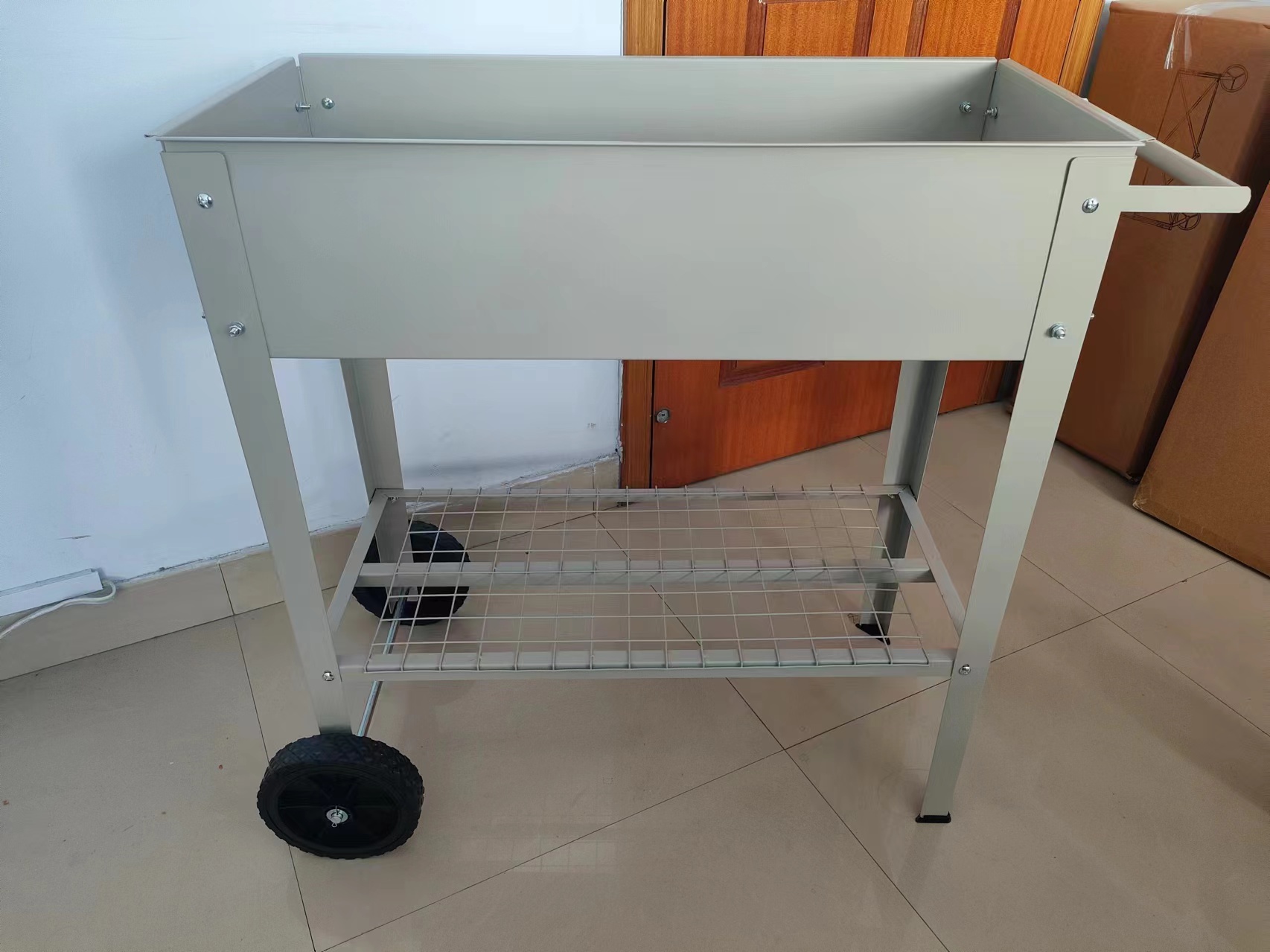 Aveyas Mobile Metal Raised Garden Bed Cart