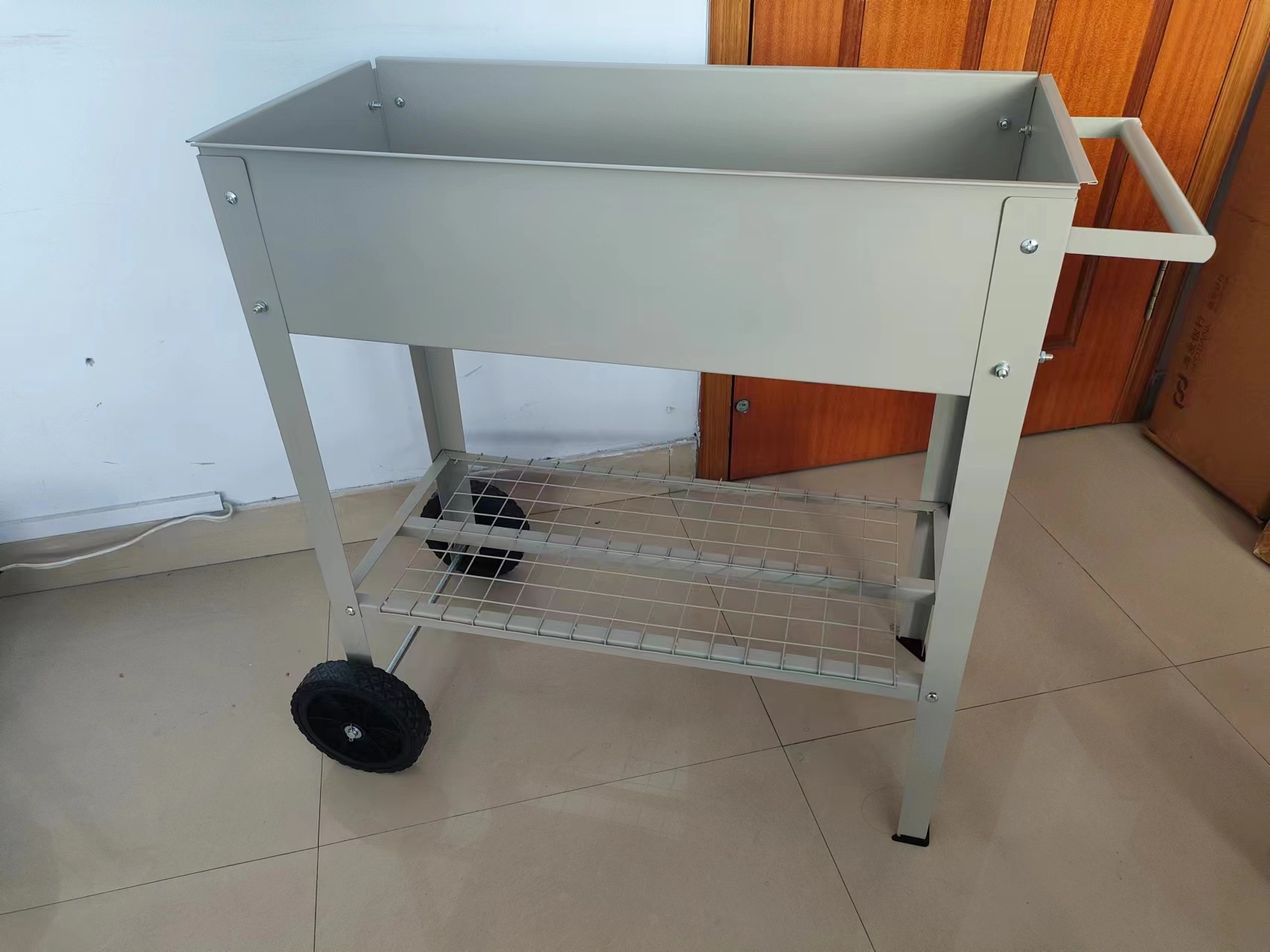 Aveyas Mobile Metal Raised Garden Bed Cart