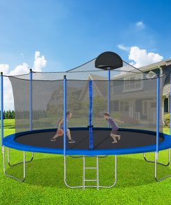 14FT Trampoline for Adults & Kids with Basketball Hoop