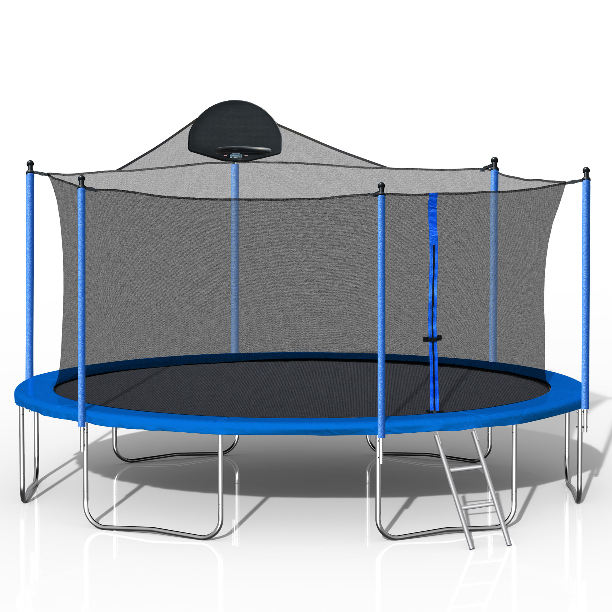 14FT Trampoline for Adults & Kids with Basketball Hoop