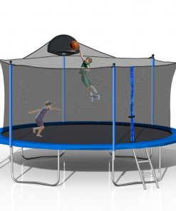 14FT Trampoline for Adults & Kids with Basketball Hoop