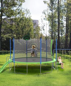 14FT Trampoline With Slide And Swings