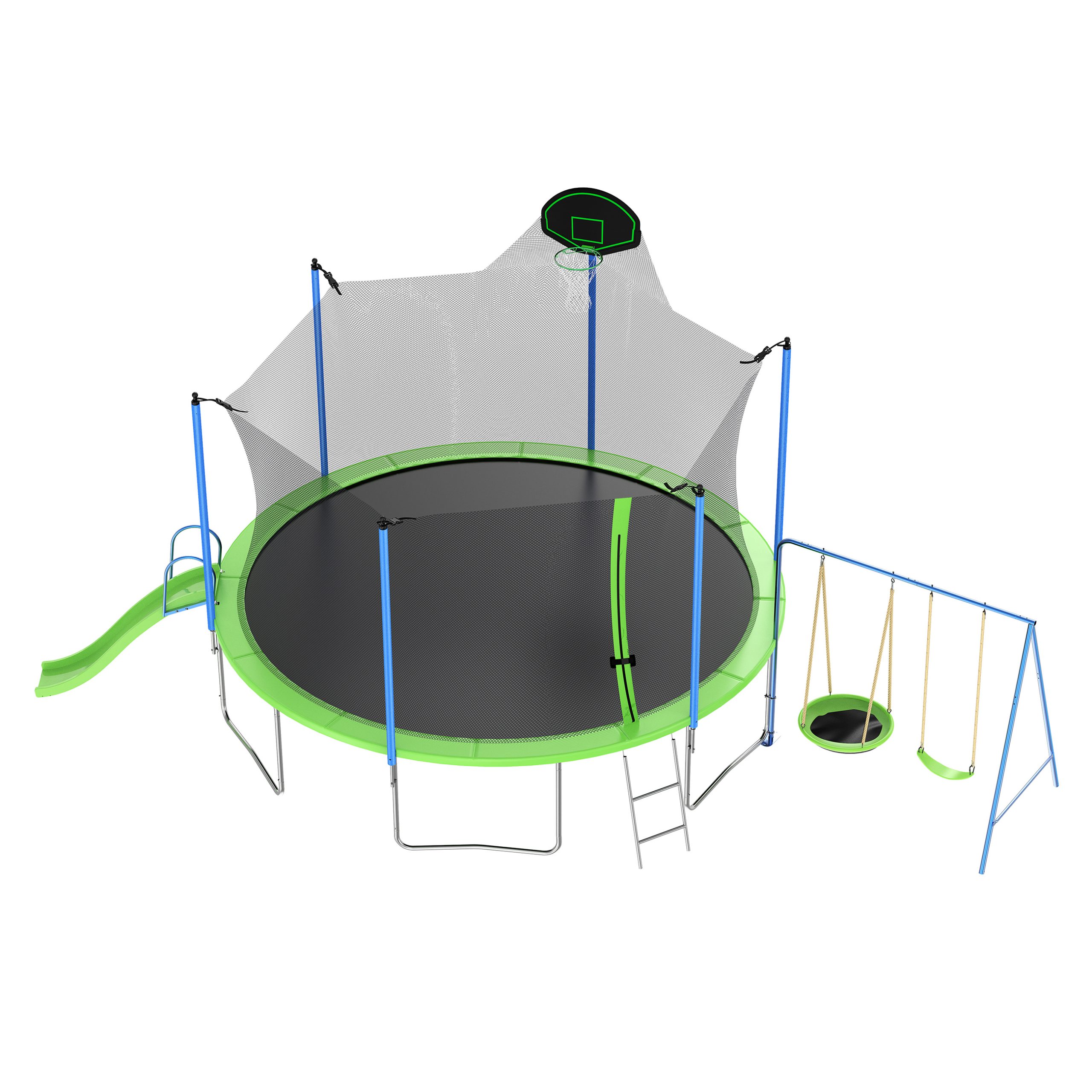 12FT Trampoline With Slide And Swings