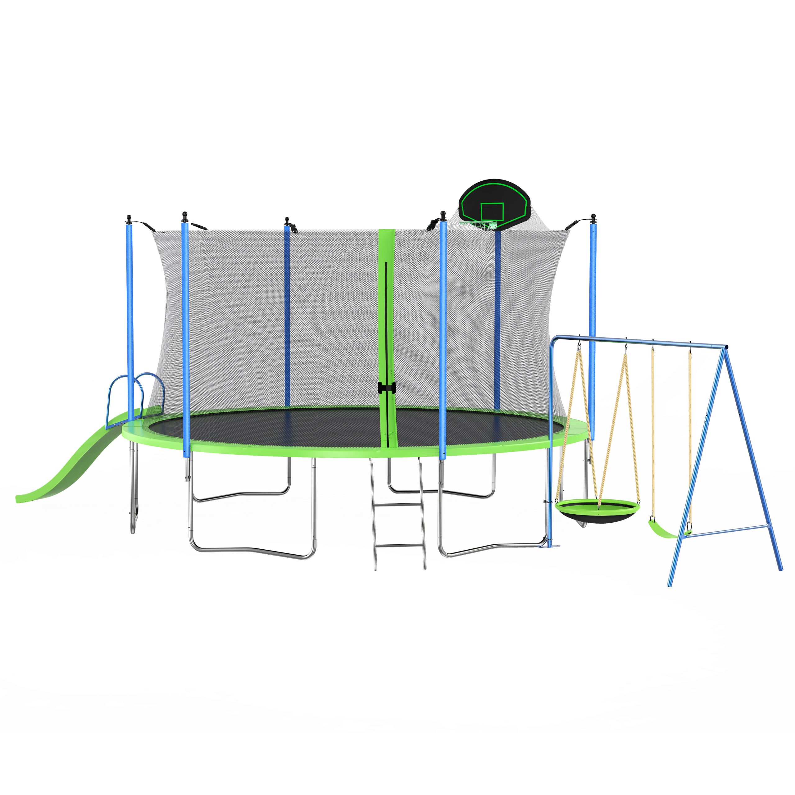 12FT Trampoline With Slide And Swings