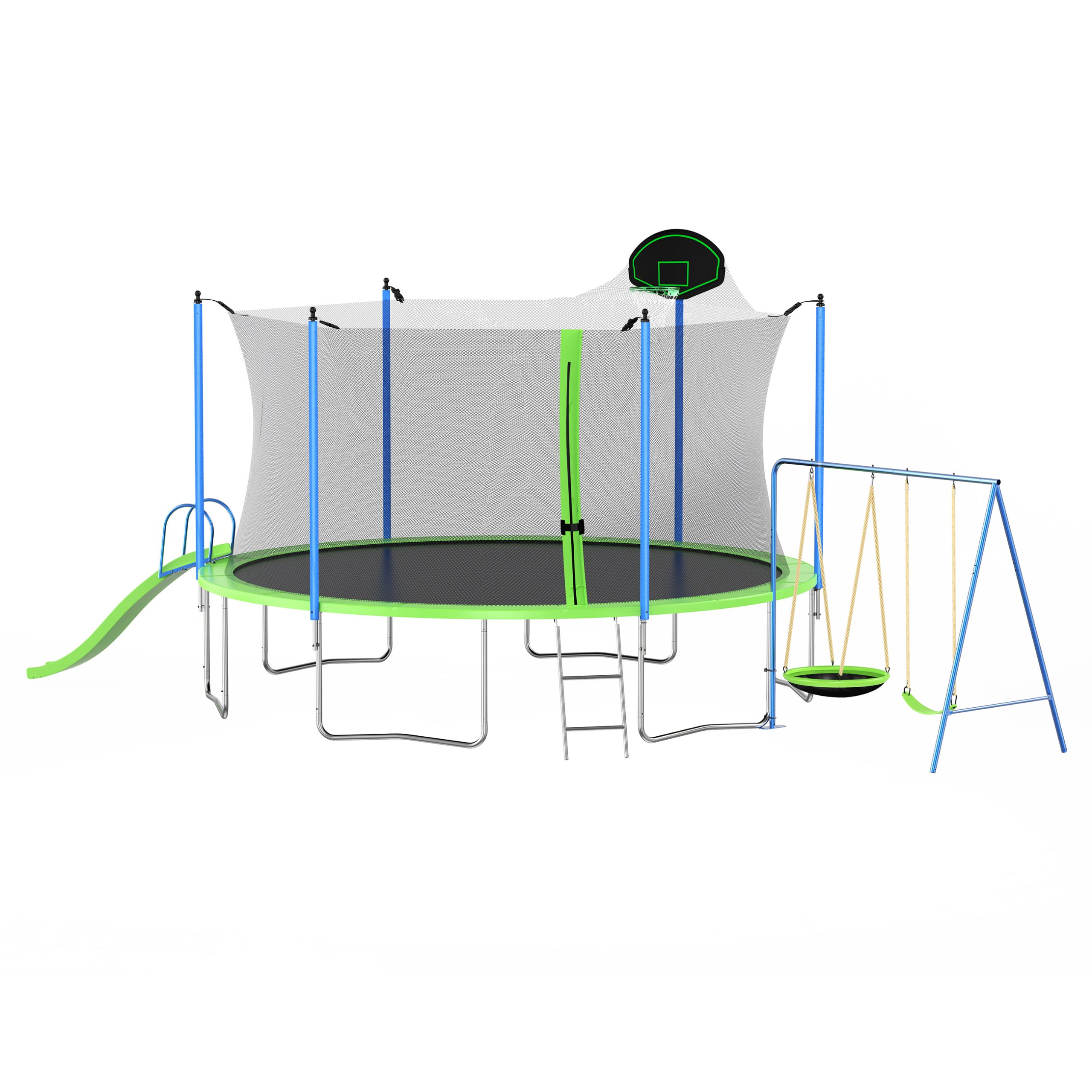 14FT Trampoline With Slide And Swings