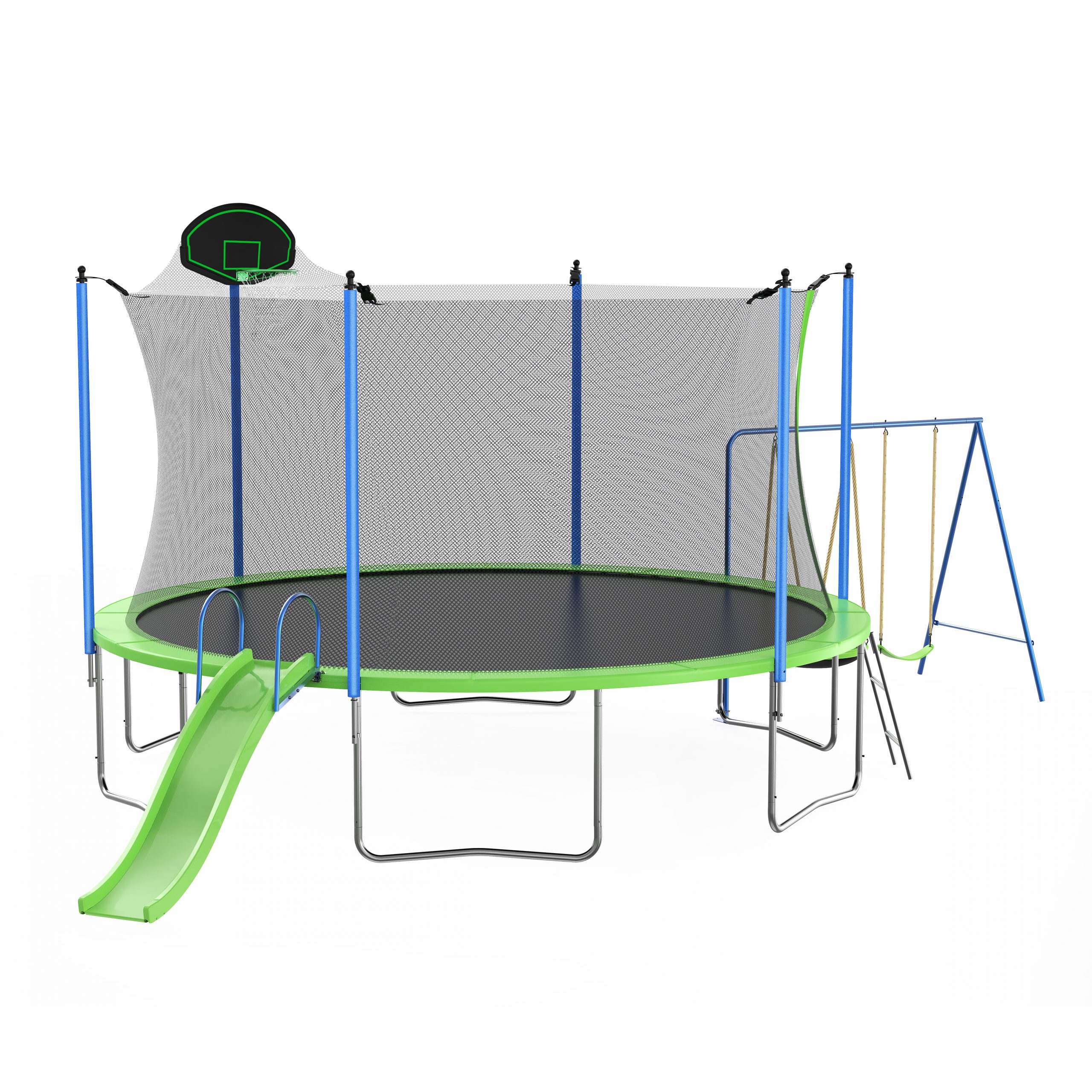 12FT Trampoline With Slide And Swings