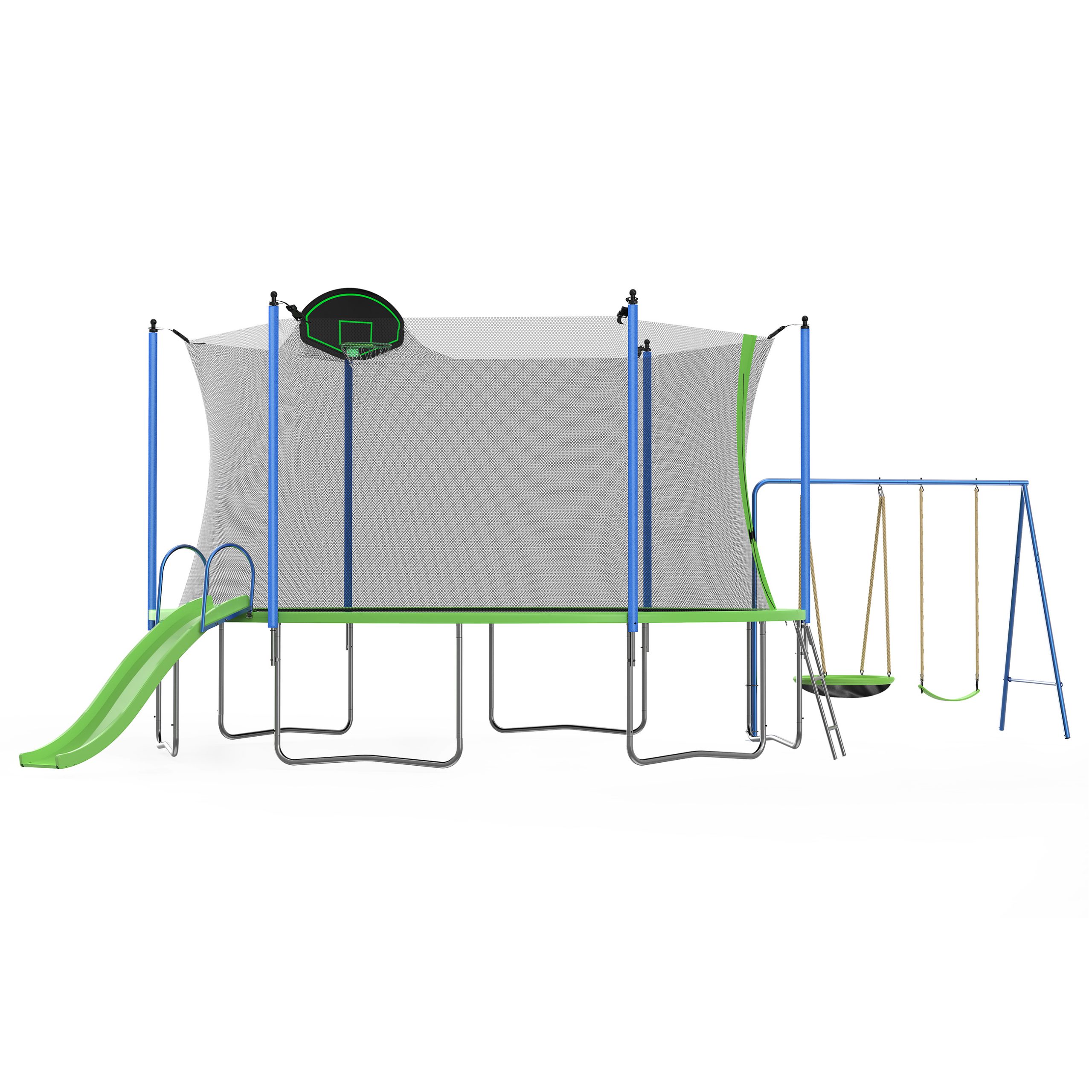 12FT Trampoline With Slide And Swings