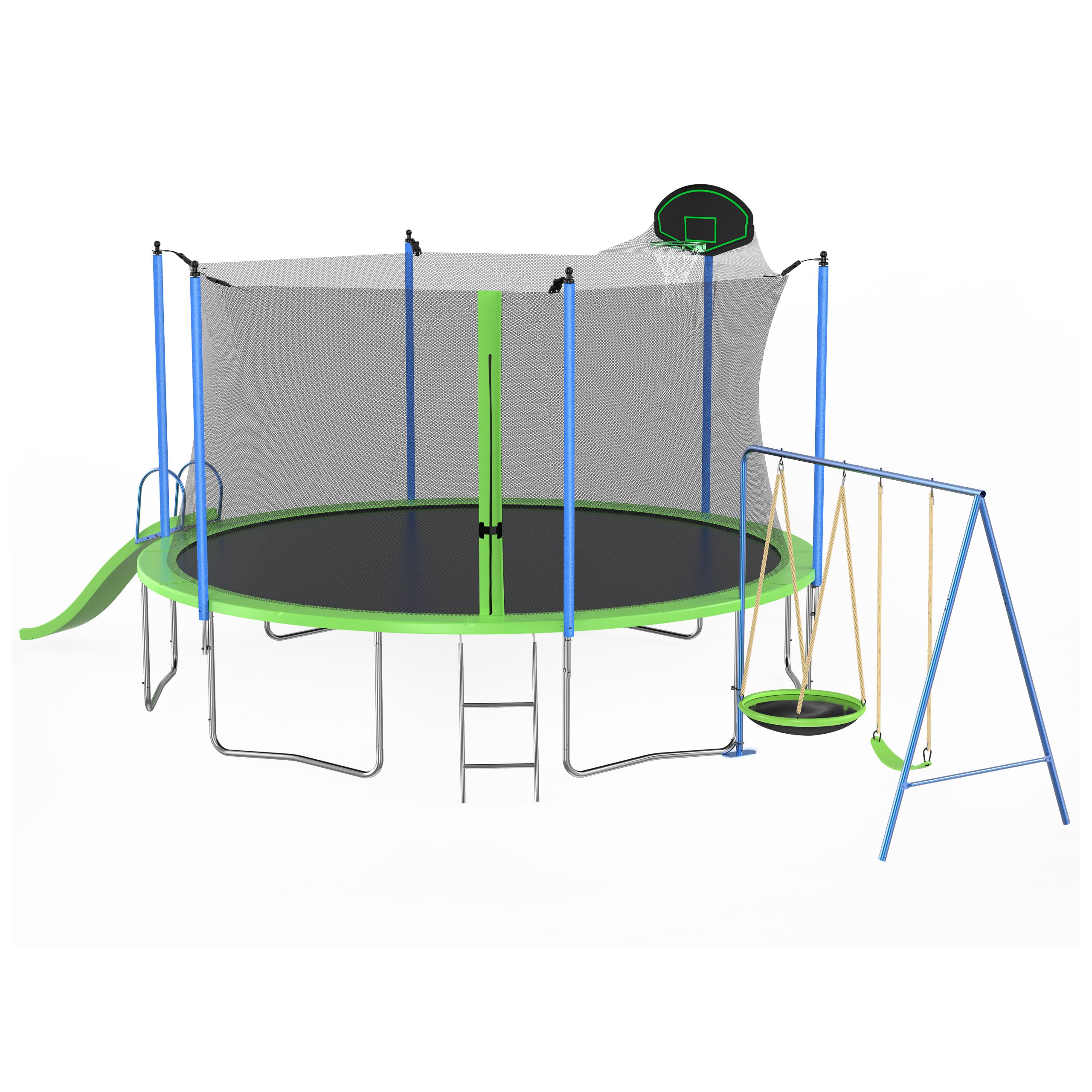 12FT Trampoline With Slide And Swings