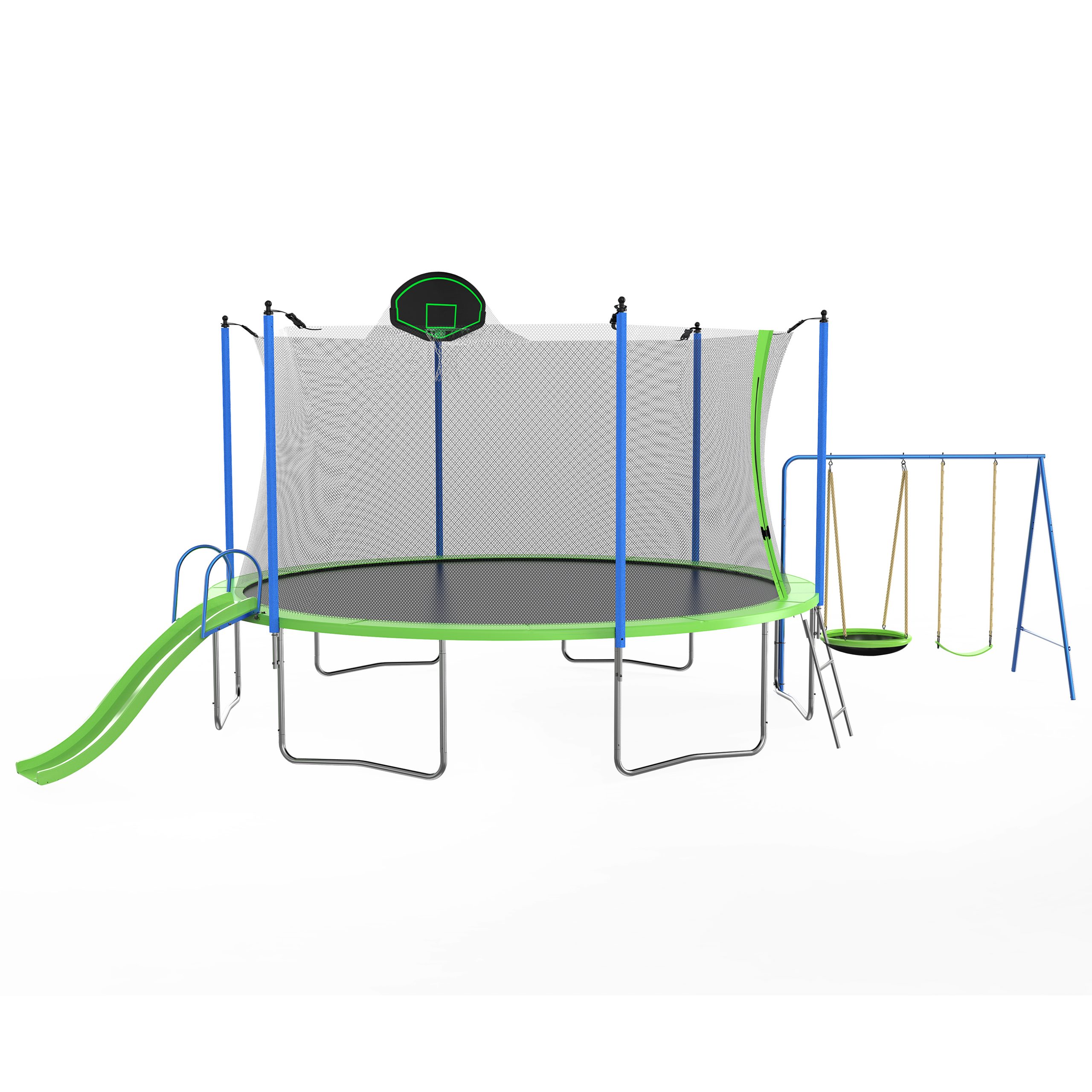 14FT Trampoline With Slide And Swings