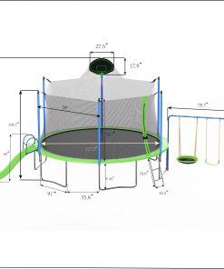 12FT Trampoline With Slide And Swings