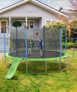 14FT Trampoline With Slide And Swings