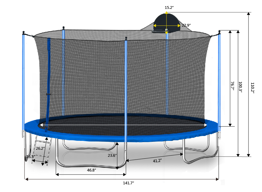12FT Trampoline for Adults & Kids with Basketball Hoop