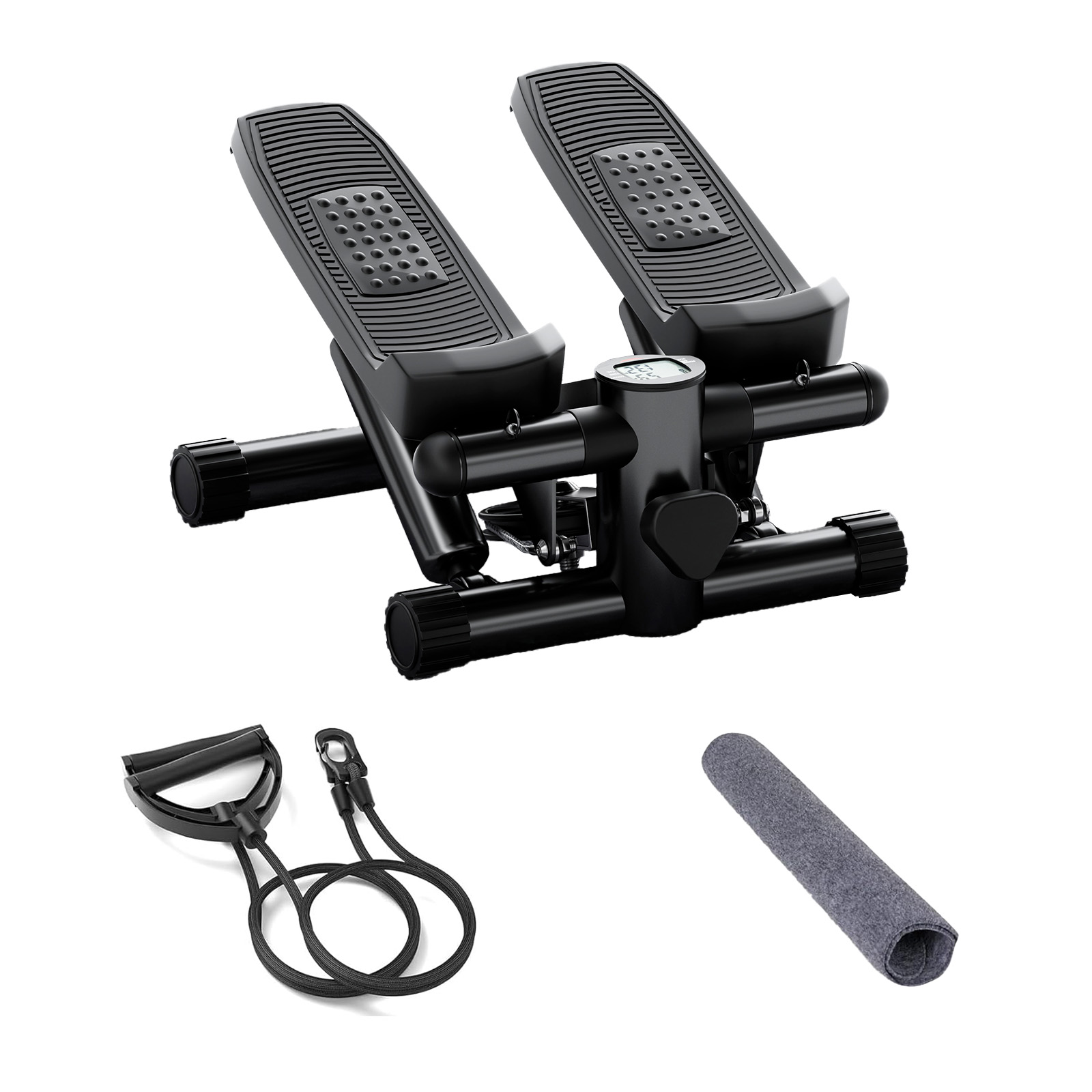 Hydraulic Fitness Stepper with Resistance Bands and Display