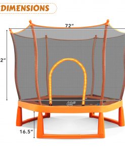 6FT Trampoline with Safety Enclosure Net and Ocean Balls