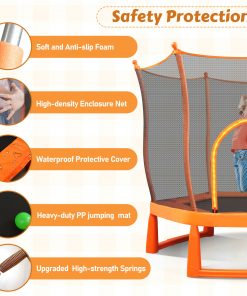 6FT Trampoline with Safety Enclosure Net and Ocean Balls