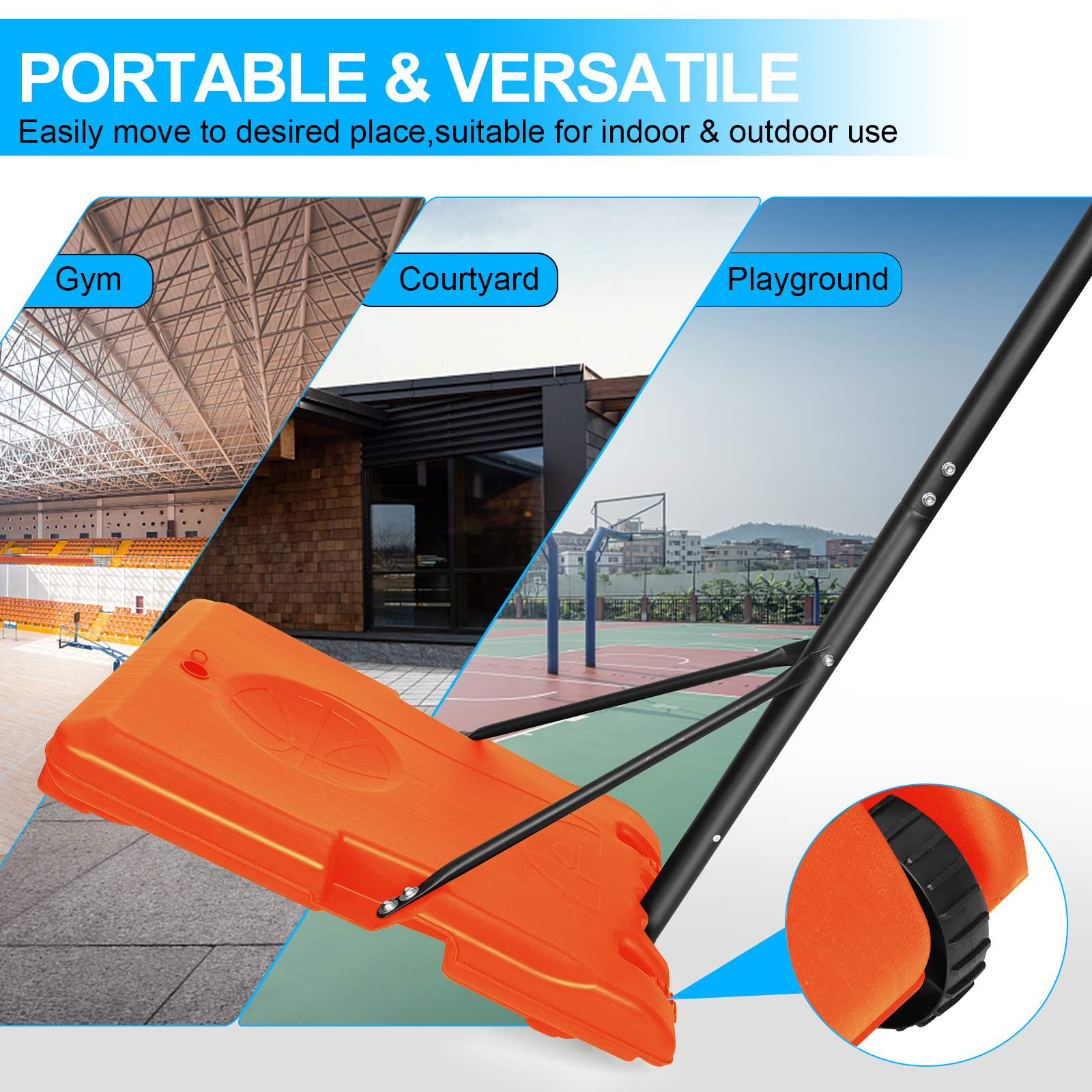 Portable Basketball Goal System With Stable Base And Wheels