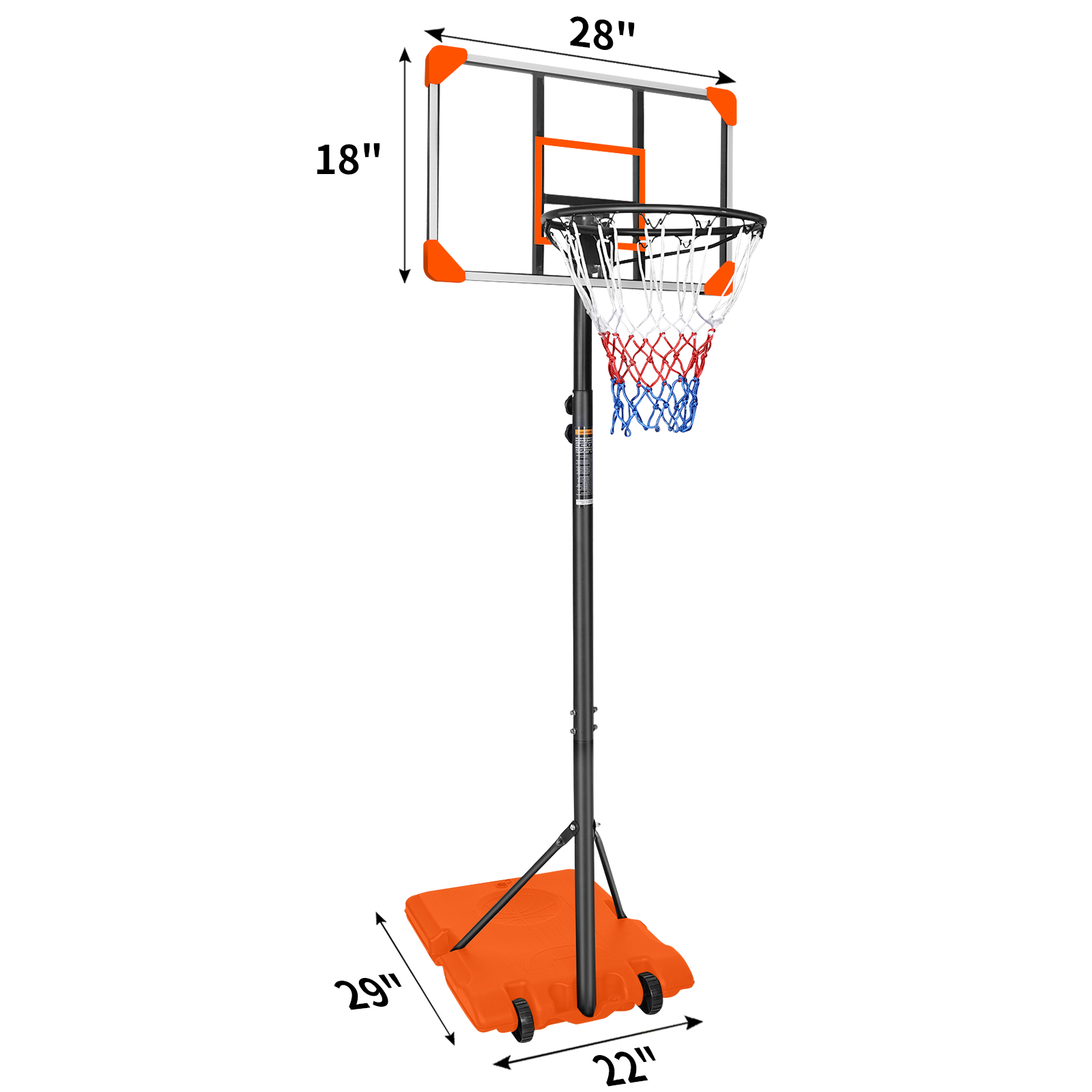Portable Basketball Goal System With Stable Base And Wheels