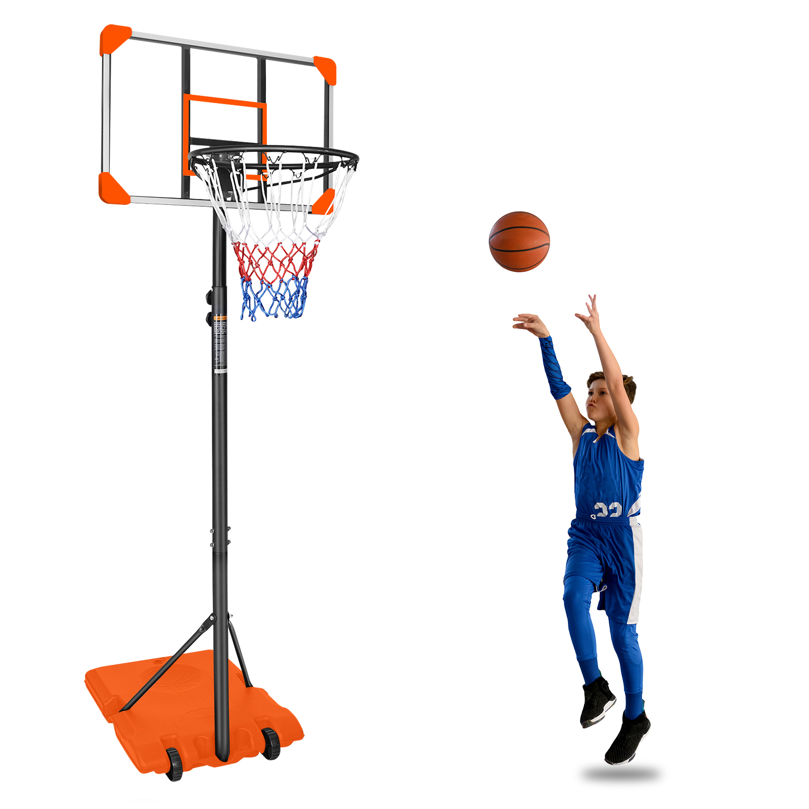 Portable Basketball Goal System With Stable Base And Wheels
