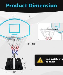 Height Adjustable Portable Poolside Basketball Hoop System