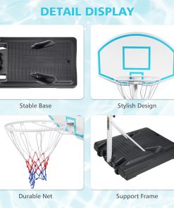 Height Adjustable Portable Poolside Basketball Hoop System
