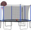 15FT Trampoline with Basketball Hoop Inflator and Ladder