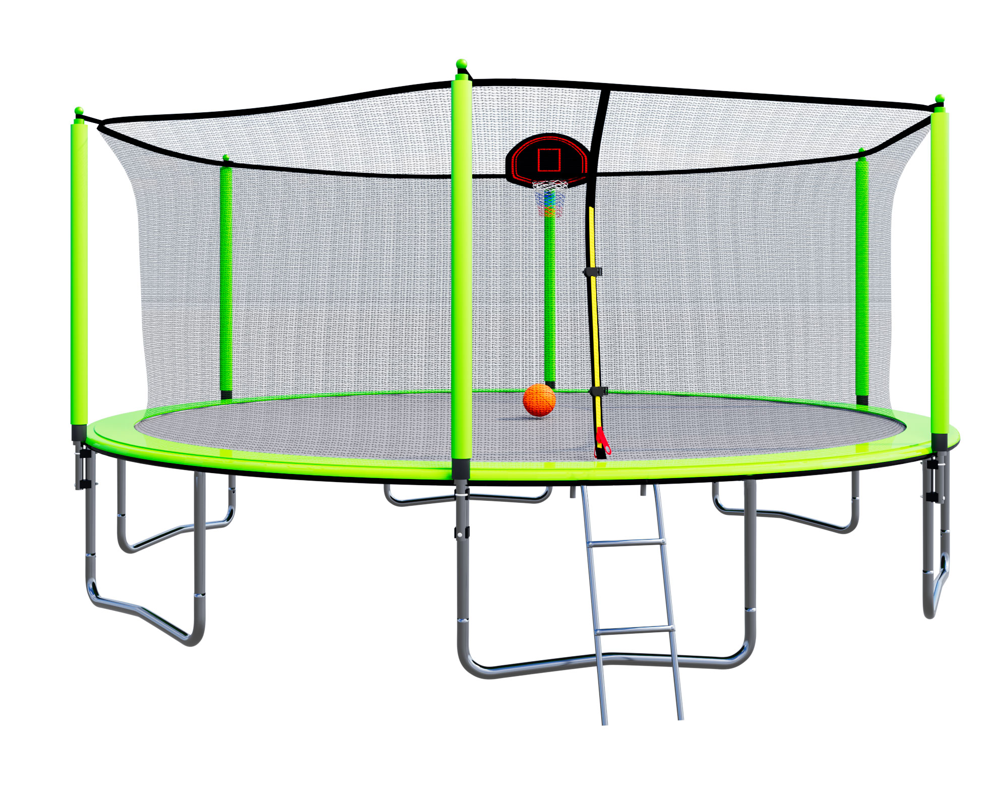 15FT Trampoline with Basketball Hoop Inflator and Ladder