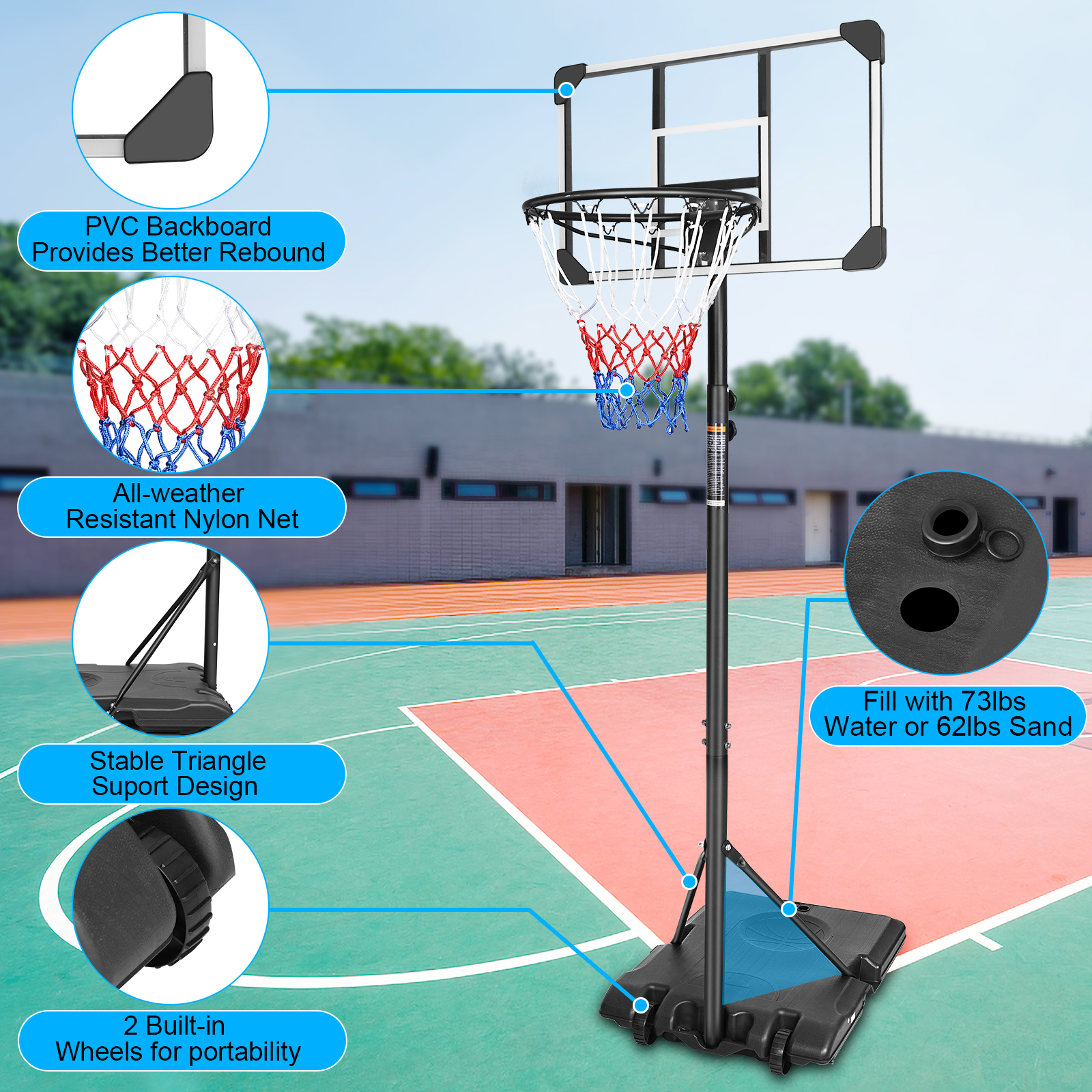 Indoor Outdoor Basketball Stand With Wheels