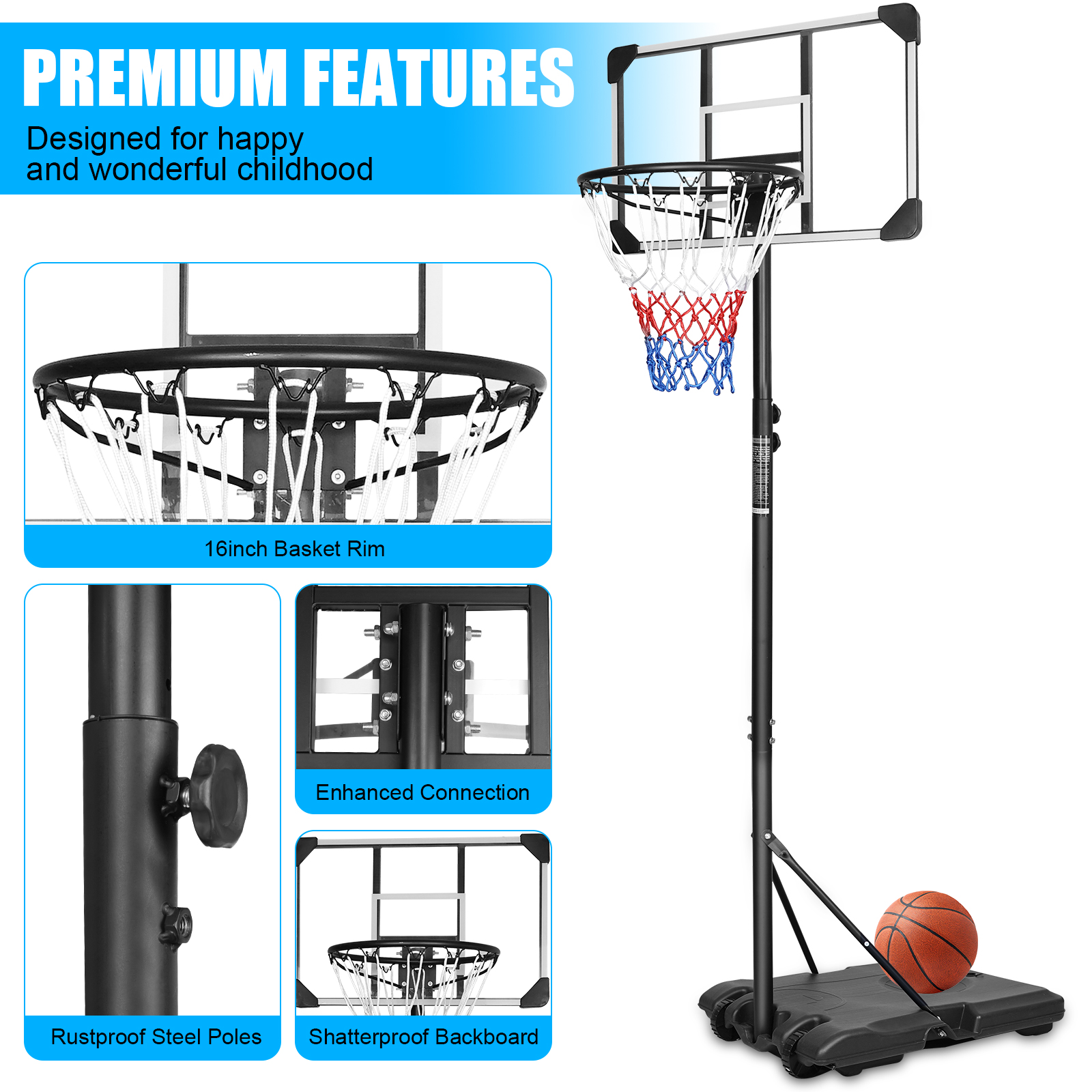 Indoor Outdoor Basketball Stand With Wheels