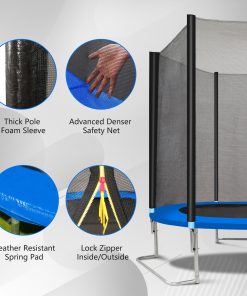 8FT Trampoline With Soft Basketball Board, Ball And Inflatorblue