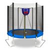 8FT Trampoline With Soft Basketball Board, Ball And Inflatorblue