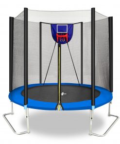 8FT Trampoline With Soft Basketball Board, Ball And Inflatorblue