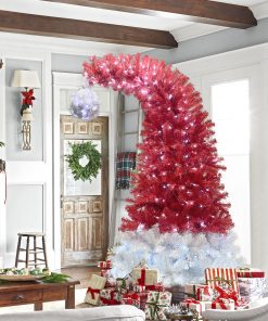 6FT Hinged Fir Artificial Fir Bent Top Christmas Tree