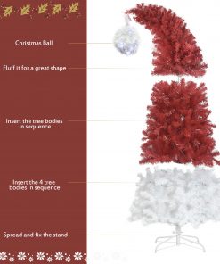 6FT Hinged Fir Artificial Fir Bent Top Christmas Tree