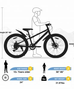 ZUKKA 24 Inch Fat Tire Mountain Bike