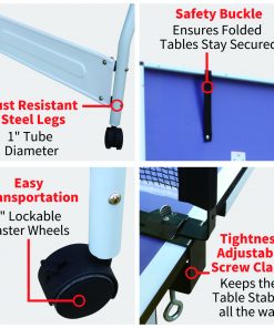 Foldable 8FT Mid-Size Table Tennis Table