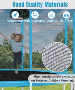 14FT Trampoline with Safety Enclosure Net, Basketball Hoop, and Ladder