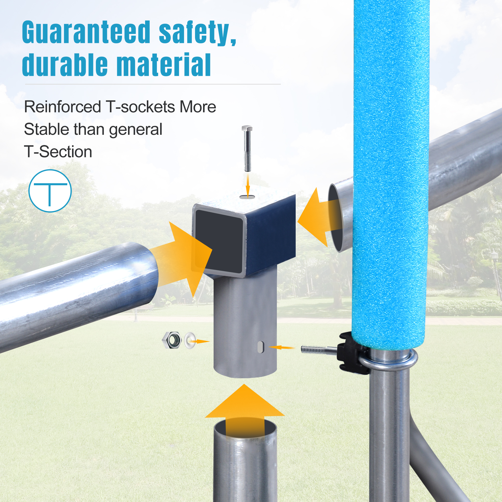 14FT Trampoline with Safety Enclosure Net, Basketball Hoop, and Ladder