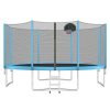14FT Trampoline with Safety Enclosure Net, Basketball Hoop, and Ladder