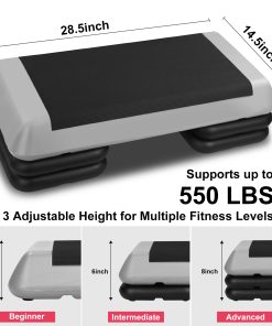 The Grey Aerobic Step Platform with 4 Risers Adjustable