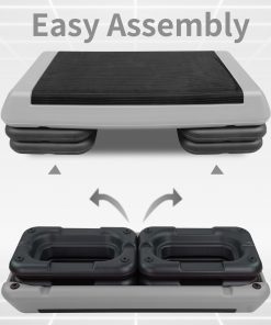 The Grey Aerobic Step Platform with 4 Risers Adjustable