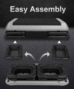 The Grey Aerobic Step Platform with 4 Risers Adjustable