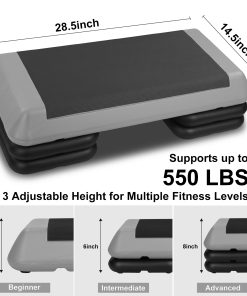 The Grey Aerobic Step Platform with 4 Risers Adjustable