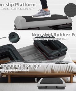 The Grey Aerobic Step Platform with 4 Risers Adjustable