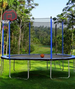 15FT Trampoline with Basketball Hoop Inflator and Ladder