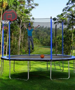 15FT Trampoline with Basketball Hoop Inflator and Ladder