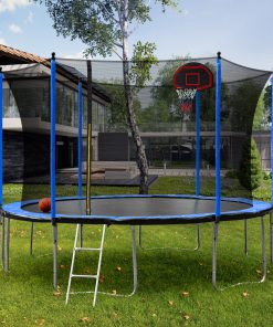 15FT Trampoline with Basketball Hoop Inflator and Ladder