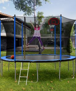 15FT Trampoline with Basketball Hoop Inflator and Ladder